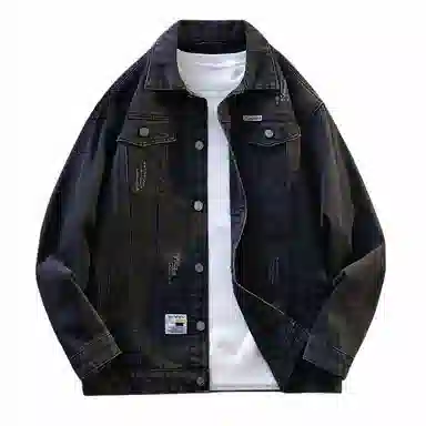 【dme】 水洗做旧简约潮牌复古时尚单排扣落肩宽松长袖翻领牛仔外套 男女同款