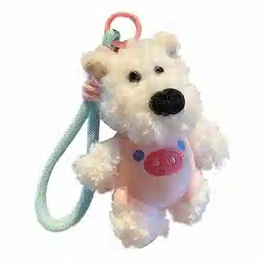千桐 可爱潦草 西高地小狗 手机绳汽车钥匙扣 行李箱 卡通玩偶 毛绒 挂件 男女同款情侣款
