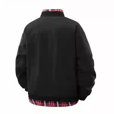 快鱼 美式高街潮流签名字体字母品牌假两件格子时尚百搭复古个性经典休闲户外宽松舒适翻领长袖夹克外套 男女同款