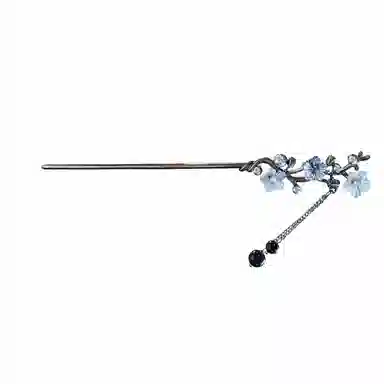 贯古今 水墨立体花朵高级感步摇流苏盘发发钗新中式簪子 合金 发簪 女款