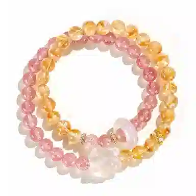 玺璎 新中式草莓晶黄塔九尾狐#好运天然 黄水晶 手串 女款