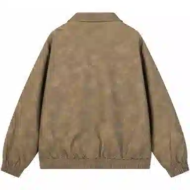 帕丁顿熊 美式简约字母街头复古设计扎染宽松翻领皮衣 男女同款