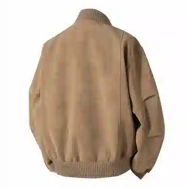 大卫贝肯 美式高街简约字母印花机车风美拉德色系高级感宽松休闲百搭立领皮夹克外套 男女同款