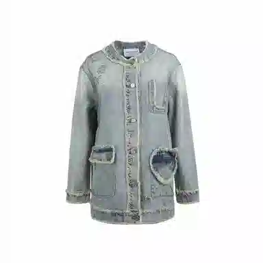 Valeria Obbaco VO Retro Heart Pocket Denim Jacket Blue