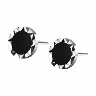 丹琴 星河璀璨耳饰 痞帅潮流黑色个性简约小众设计耳饰黑玛瑙 合金 耳钉 男女同款情侣款