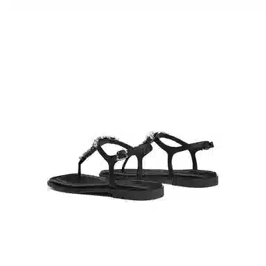 红蜻蜓 舒适平底 水钻夹趾拖  橡胶底 水晶 防滑防磨人字拖鞋 女