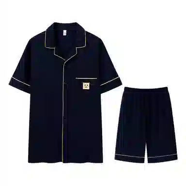 兰缪 凉感休闲短袖上衣居家服五分裤睡衣套装 男款 图片色