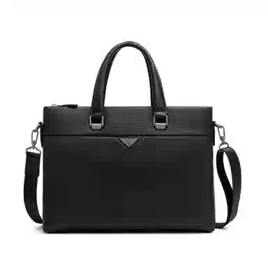 老人头 商务通勤高级感大容量高级感手提单肩斜挎包 头层牛皮 公文包 常规 男款 黑色