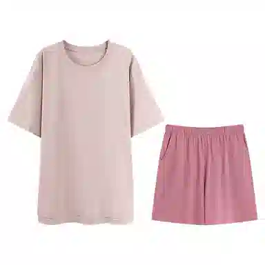 兰缪 舒适纯色凉感短袖三分裤睡衣套装 女款 图片色