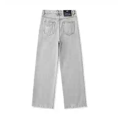 STARTER Washed Loose Mid-Rise Straight Jeans
