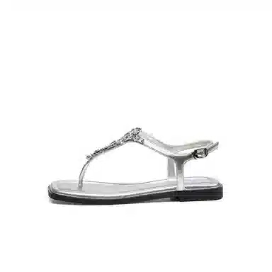 红蜻蜓 舒适平底 水钻夹趾拖  橡胶底 水晶 防滑防磨人字拖鞋 女