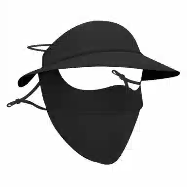 啄木鸟 黑胶大檐帽子一体夏季薄款 锦纶 防晒面罩 男女同款情侣款