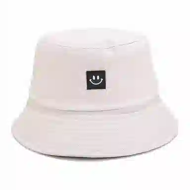 木林森 春夏季笑脸图标时尚简约盆帽学户外出游学生休闲百搭遮阳帽遮阳大头围显脸小水桶帽 棉 渔夫帽 男女同款情侣款
