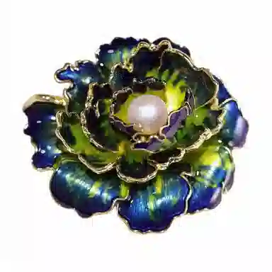 山一丸 复古多层立体牡丹花淡水珍珠 铜 胸针 女款