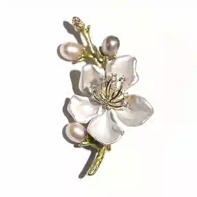 山一丸 森系植物海棠花文艺旗袍 铜 胸针 女款