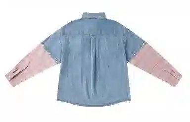 LAMLICKA Denim Short Sleeve Shirt Blue