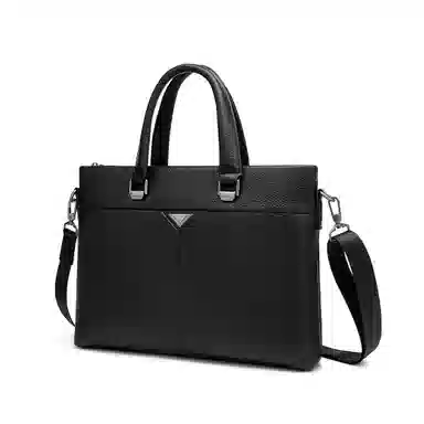 老人头 商务通勤高级感大容量高级感手提单肩斜挎包 头层牛皮 公文包 常规 男款 黑色