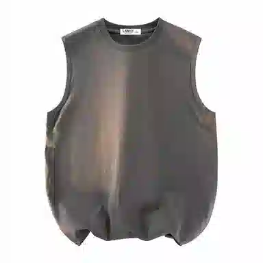 兰缪 日系纯色简约宽松百搭圆领休闲亲肤柔软舒适透气无袖背心 男女同款