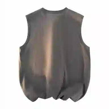 兰缪 日系纯色简约宽松百搭圆领休闲亲肤柔软舒适透气无袖背心 男女同款