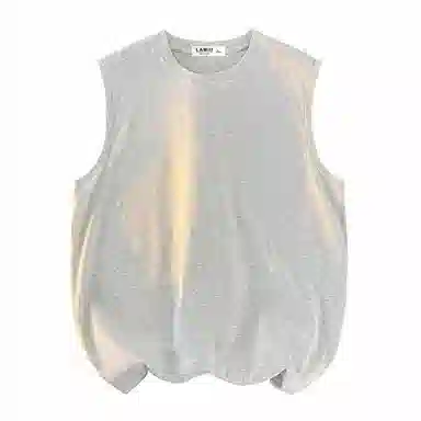 兰缪 日系纯色简约宽松百搭圆领休闲亲肤柔软舒适透气无袖背心 男女同款