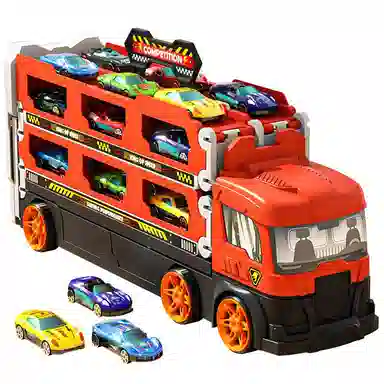 益米 收纳货柜车 变形折叠车 轨道弹射合金汽车 玩具