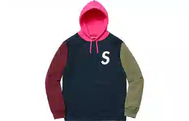 Supreme SS19 S Logo Colorblocked Hoodie Navy