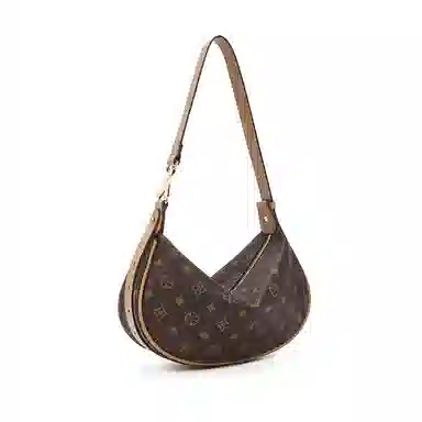 老人头 经典时尚百搭通勤老花饺子包 合成革 斜挎单肩包 常规 女款 咖色