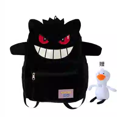 笛贝嘉 小众潮牌可爱搞怪毛毛背包大学生书包 绒毛 双肩包 男女同款情侣款 黑色紫色