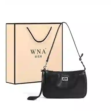 维尼奥 小众高级感通勤小方包复古锁扣简约百搭女包小众休闲气质品牌腋下法棍包 合成革 单肩斜挎包 常规 女款 黑色