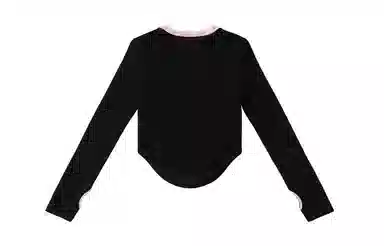 LAMLICKA Bow Print Long Sleeve Tee Black