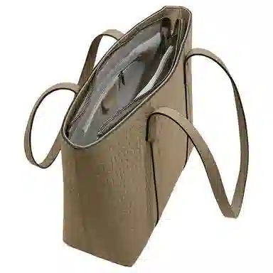 老人头 高级感通勤大容量鳄鱼纹休闲百搭托特包 牛皮革 单肩包 常规 女款 黑色/卡其色