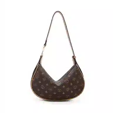 老人头 经典时尚百搭通勤老花饺子包 合成革 斜挎单肩包 常规 女款 咖色