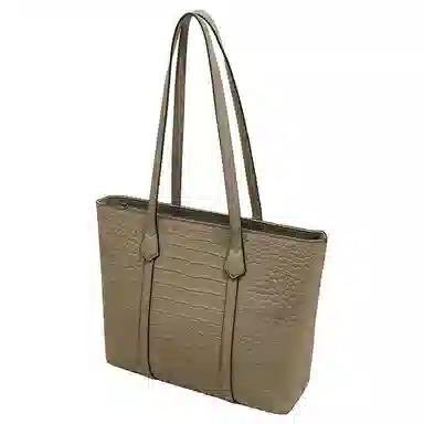 老人头 高级感通勤大容量鳄鱼纹休闲百搭托特包 牛皮革 单肩包 常规 女款 黑色/卡其色