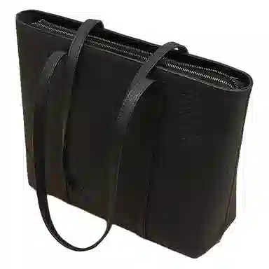 老人头 高级感通勤大容量鳄鱼纹休闲百搭托特包 牛皮革 单肩包 常规 女款 黑色/卡其色