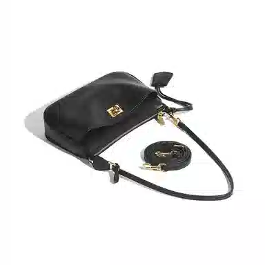 维尼奥 小众高级感通勤小方包复古锁扣简约百搭女包小众休闲气质品牌腋下法棍包 合成革 单肩斜挎包 常规 女款 黑色