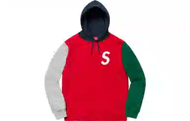 Supreme SS19 S Logo Colorblocked Hooded Sweatshirt Red