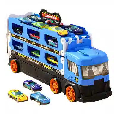 益米 收纳货柜车 变形折叠车 轨道弹射合金汽车 玩具