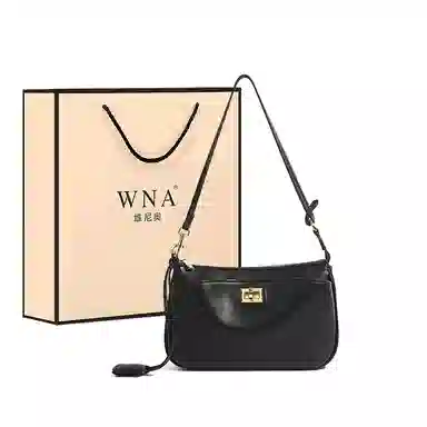 维尼奥 小众高级感通勤小方包复古锁扣简约百搭女包小众休闲气质品牌腋下法棍包 合成革 单肩斜挎包 常规 女款 黑色