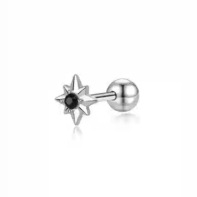 丹琴 八芒星 螺纹个性冷淡风潮流气质高级感百搭 镀银 耳钉 男女同款情侣款