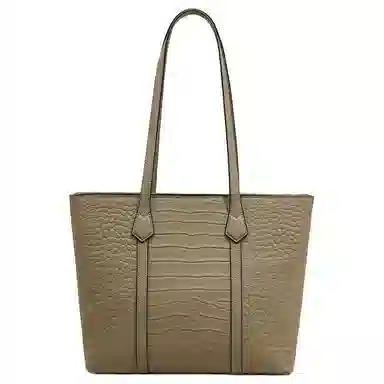 老人头 高级感通勤大容量鳄鱼纹休闲百搭托特包 牛皮革 单肩包 常规 女款 黑色/卡其色