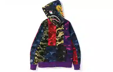 A BATHING APE BAPE MIX CAMO CRAZY SHARK FULL ZIP HOODIE