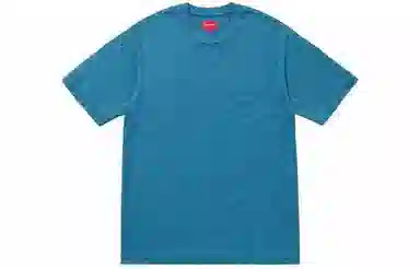 Supreme SS18 Overdyed Pocket Tee Washed Dark Blue LogoT