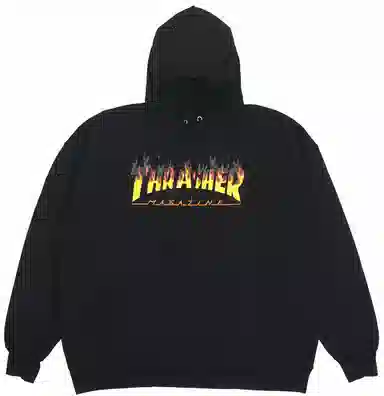 Thrasher Flame Hoodie Black