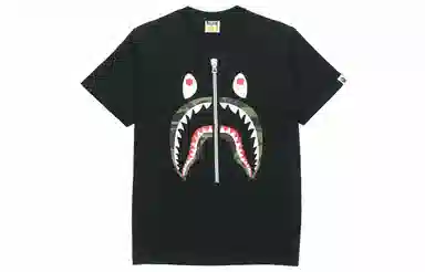 A BATHING APE Shark Series Green Camo T-Shirt Black
