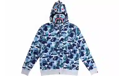 A BATHING APE BAPE Abc Camo Shark Hoodie Blue