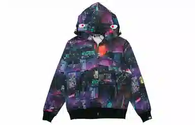 A BATHING APE Shark Series Tokyo Night景 Zip Hoodie