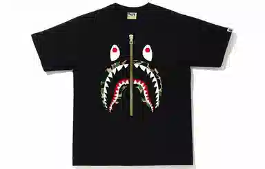 A BATHING APE Shark Camo Zip T-Shirt