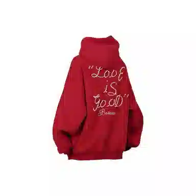 物质公式 美式复古轻奢重磅立体珍珠定珠圆点发泡印花工艺标语排版设计连帽套头潮牌帽衫时尚休闲保暖卫衣 男女同款