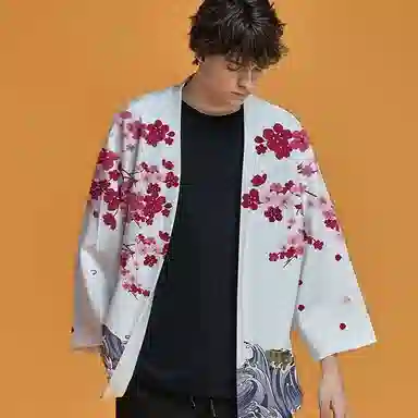 Kimura Sansha Sakura Crane Print Robe