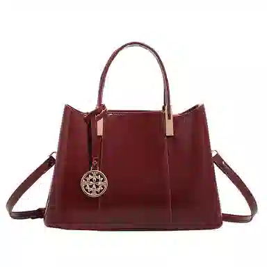 恒源祥 时尚高级感清新百搭复古日常通勤 超纤合成革 单肩斜挎手提包 女款 酒红色